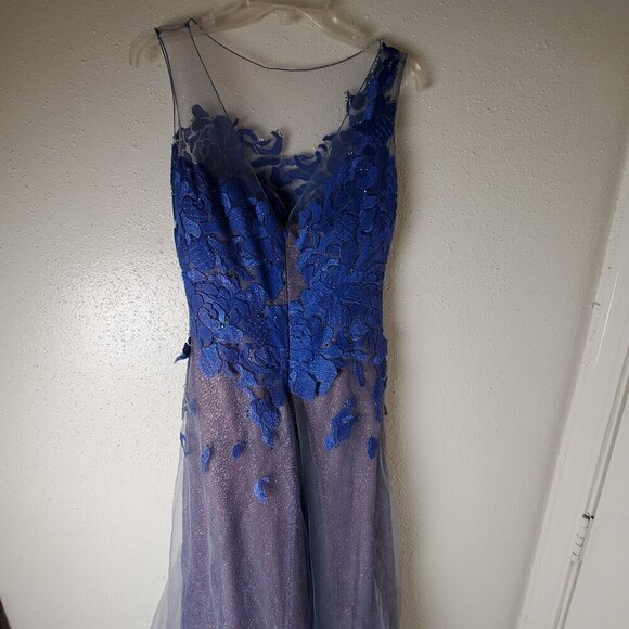 Rene Ruiz Collection For Neiman Marcus Floral Lace Illusion Organza Gown Size 3 - Picture 8 of 16